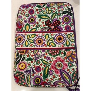 Vera Bradley Quilted Laptop Sleeve Case Floral Zip Padded Purple Multicolor